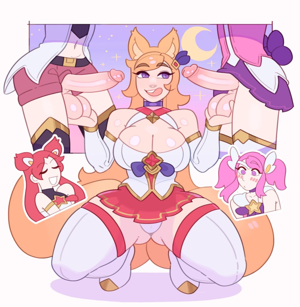 Star Guardians Free time activities, Ahri X Jinx and Lux. (SplashBrush)